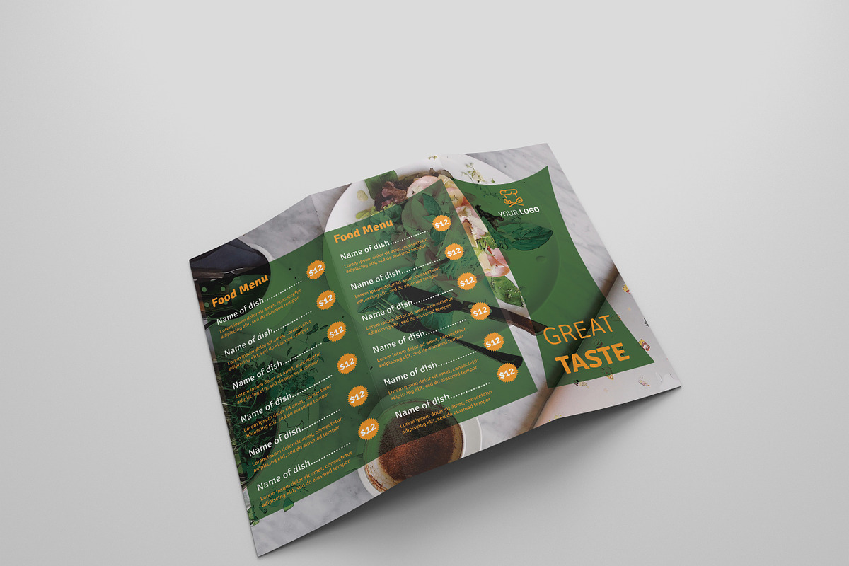 Food Menu Tri-fold Brochure in Brochure Templates - product preview 8