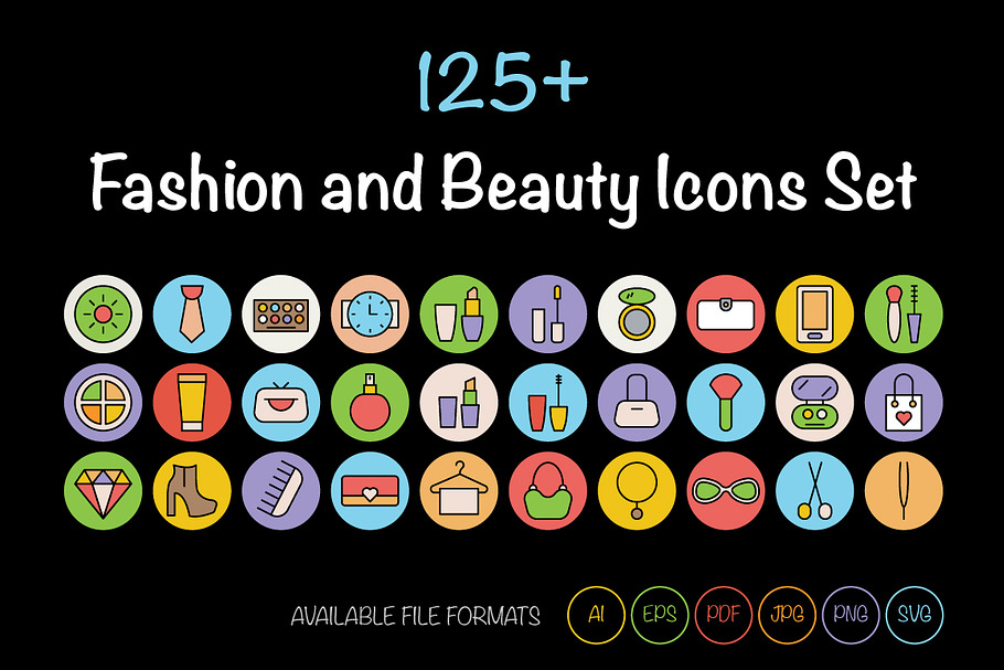 125+ Fashion and Beauty Icons Set