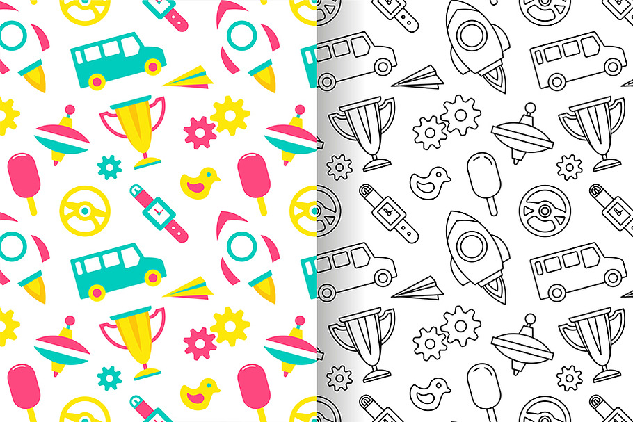 Seamless patterns for kids in Patterns - product preview 8