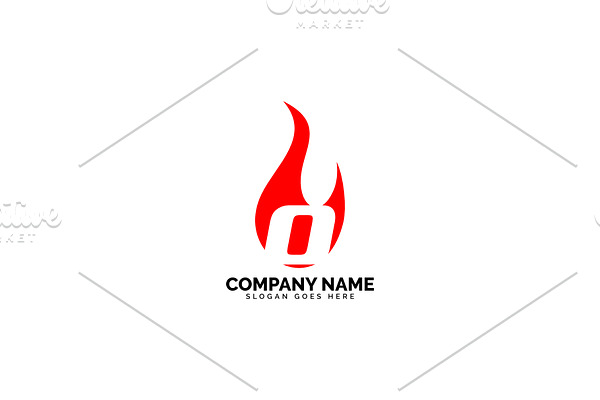 o letter flame logo