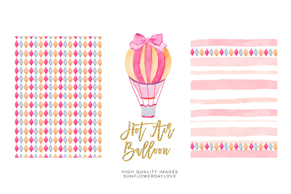 Hot Air Balloons Clipart Set, in Illustrations - product preview 2