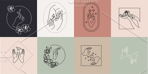 55 Hands line illustration +Logo in Logo Icons - product preview 2