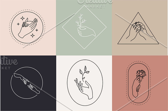 55 Hands line illustration +Logo in Logo Icons - product preview 3