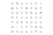 Call center linear icons, signs