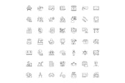 College study linear icons, signs