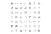 Communication people linear icons