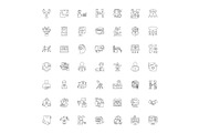 Connecting business linear icons