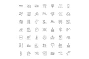 Construction linear icons, signs