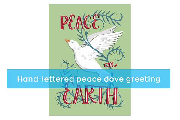 Peace on Earth Hand Lettered Dove