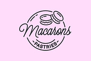 Macarons logo. Round linear logo.