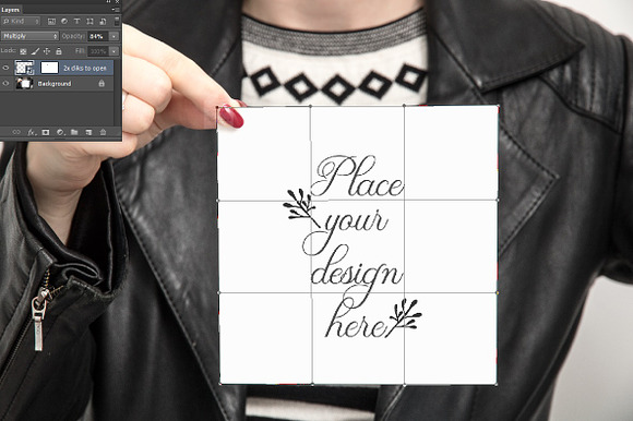 Square greeting card psd mockup girl in Print Mockups - product preview 1