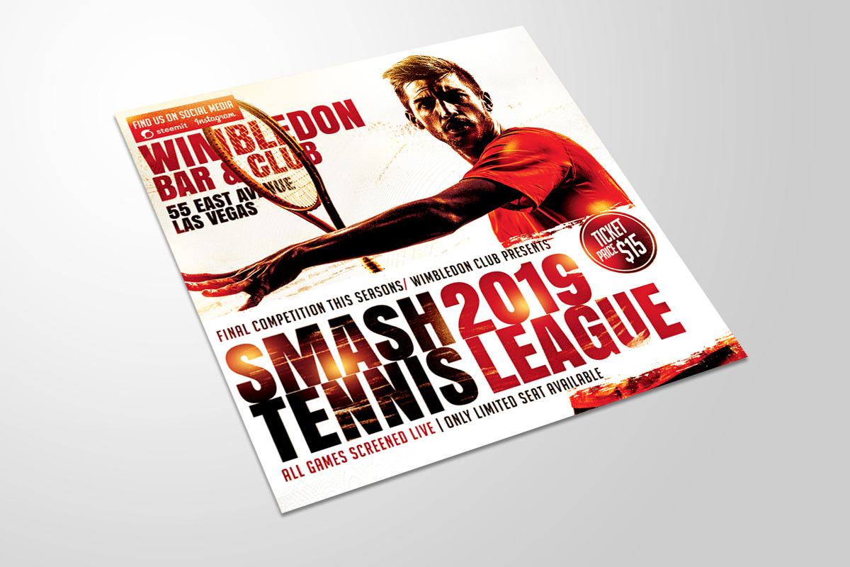 Smash Tennis League Sports Flyer in Flyer Templates - product preview 8