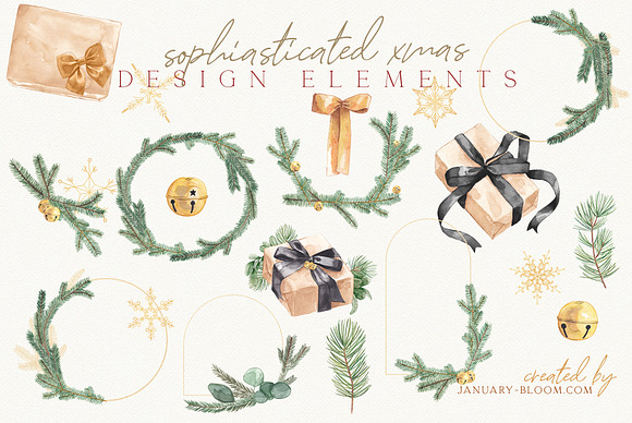 Christmas Watercolor Festive Clipart in Illustrations - product preview 25