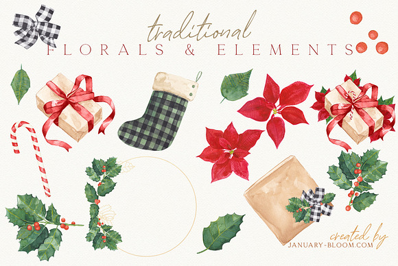 Christmas Watercolor Festive Clipart in Illustrations - product preview 26