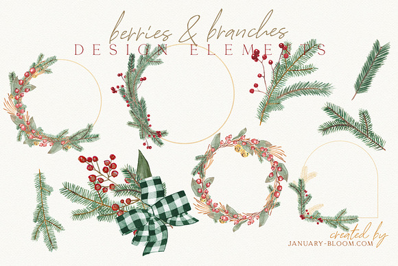 Christmas Watercolor Festive Clipart in Illustrations - product preview 27