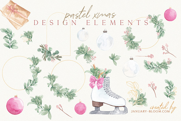 Christmas Watercolor Festive Clipart in Illustrations - product preview 28