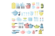 Kitchen dishes and glassware flat
