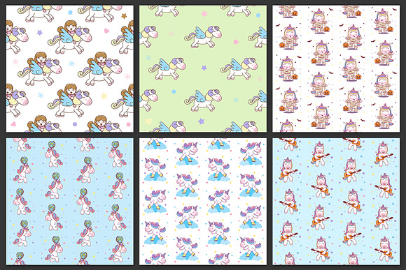 16 Seamless Pattern | Unicorn in Patterns - product preview 3