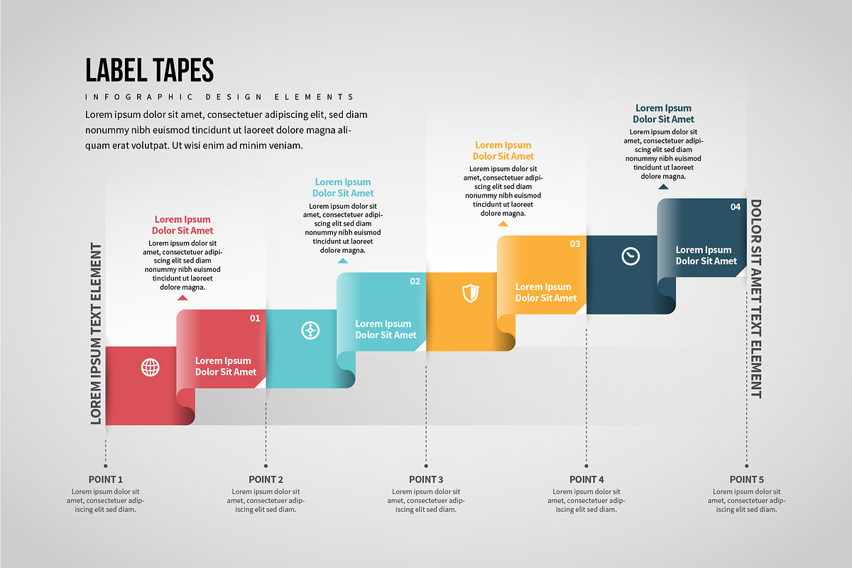 Label Tapes Infographic in Web Elements - product preview 8