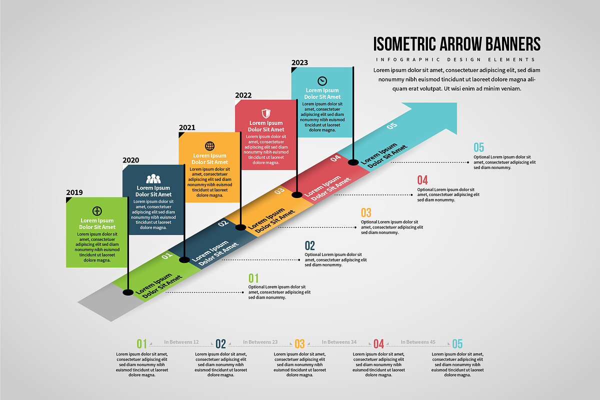 Isometric Arrow Banners Infographic in Web Elements - product preview 8