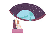 Young Couple Sitting in Planetarium