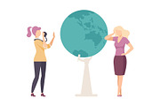 Woman Standing Beside the Globe