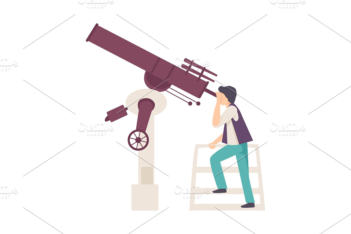Young Man Looking in Telescope in Objects - product preview 8