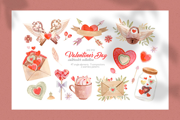 Valentines Day Watercolor Collection