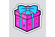 Gift Box. Pink New Year Present with