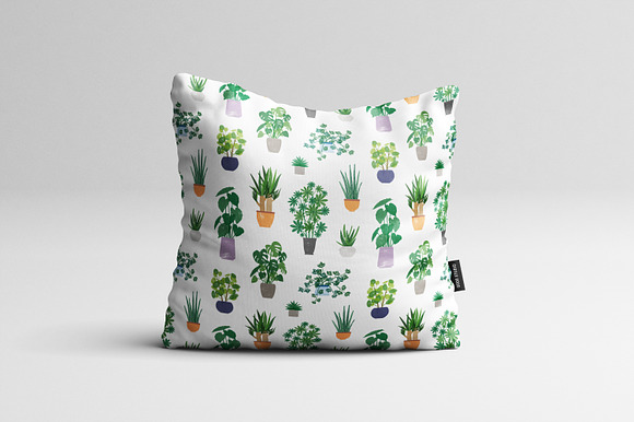 Trendy houseplants set and patterns in Illustrations - product preview 7