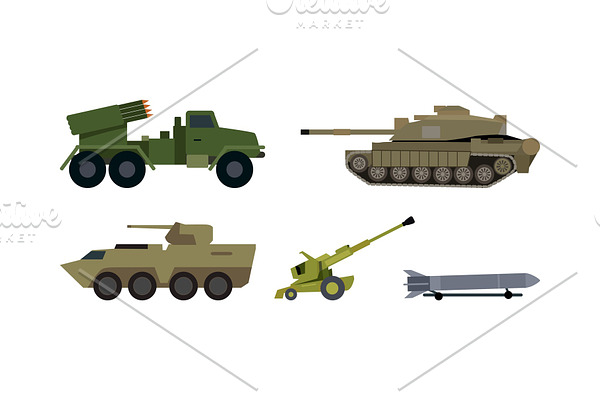 Types of Modern Armament Flat Vector