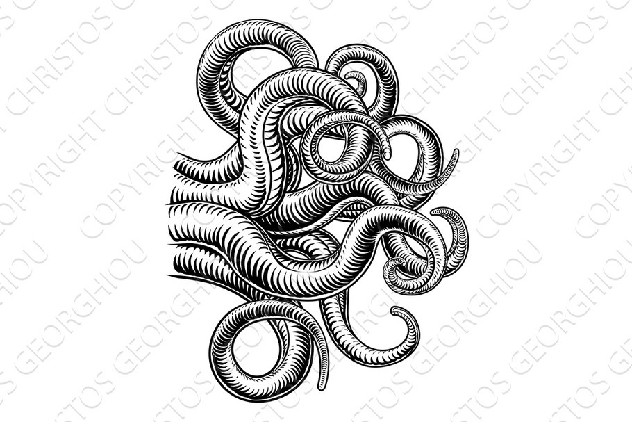 Octopus Cthulhu Squid Monster in Illustrations - product preview 8