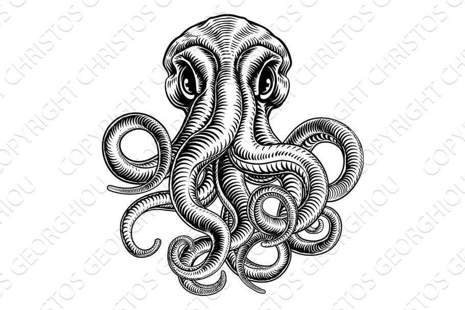 Octopus or Cthulhu Squid Monster in Illustrations - product preview 8