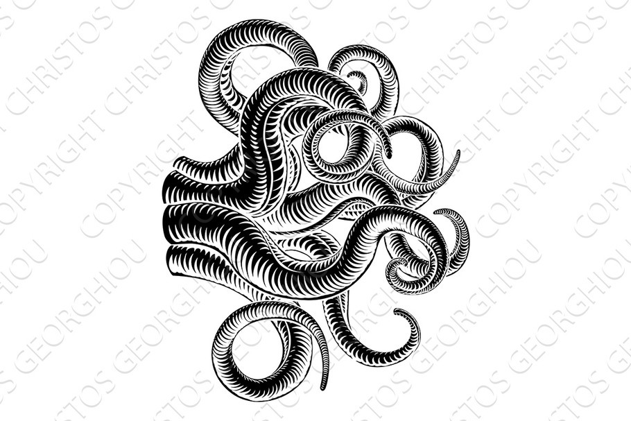 Octopus Cthulhu Squid Monster in Illustrations - product preview 8