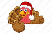Turkey In Santa Hat Christmas