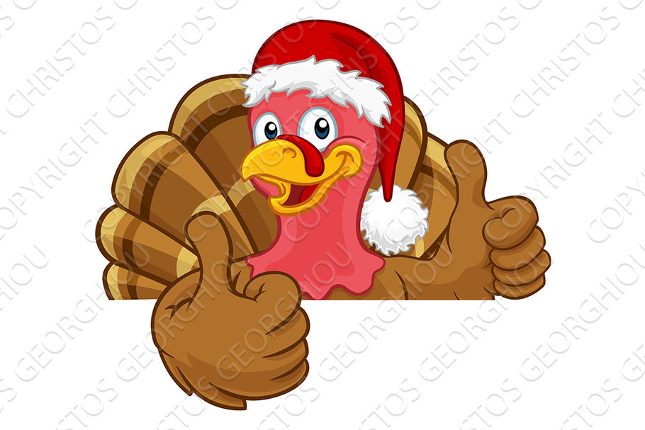 Turkey In Santa Hat Christmas in Illustrations - product preview 8