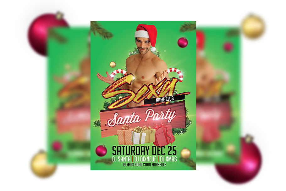 Xmas Sexy Santa Nightclub Flyer in Flyer Templates - product preview 8