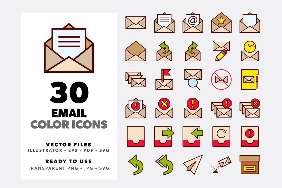 Email Color Icon Set in Contact Icons - product preview 8
