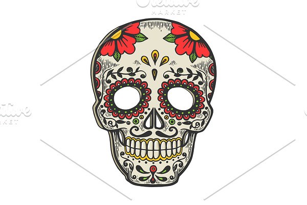 Mask Day of the Dead sketch vector