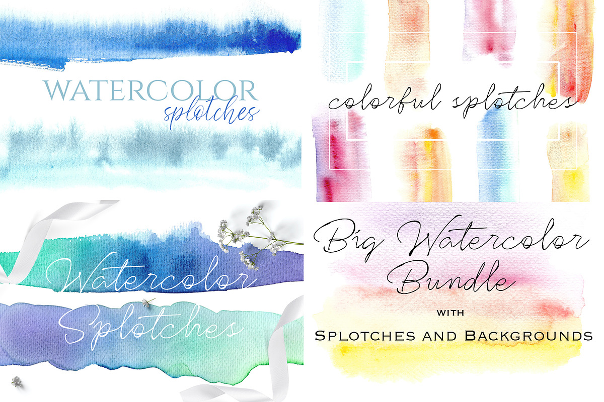Watercolor splotches & backgrounds in Textures - product preview 8