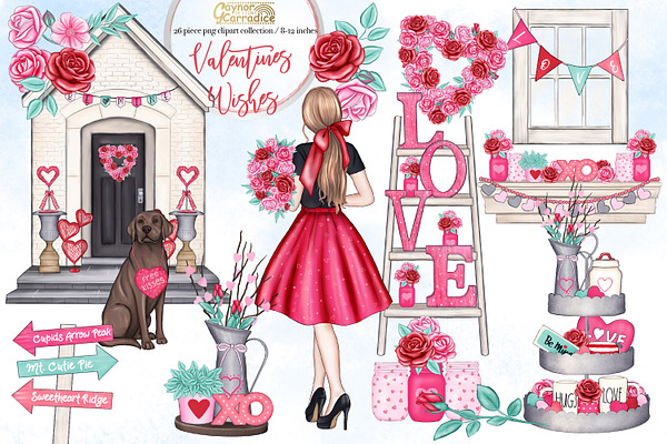 Valentines Wishes Clipart Collection