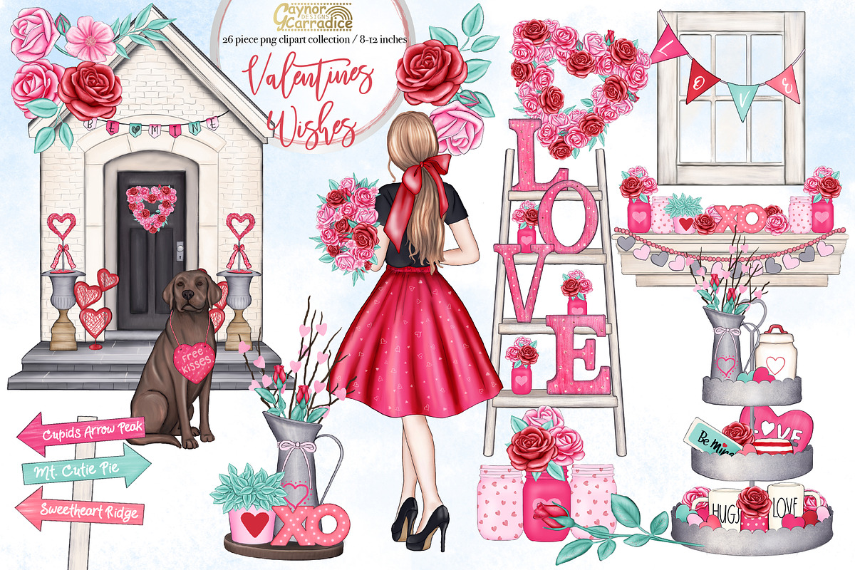 Valentines Wishes Clipart Collection in Illustrations - product preview 8