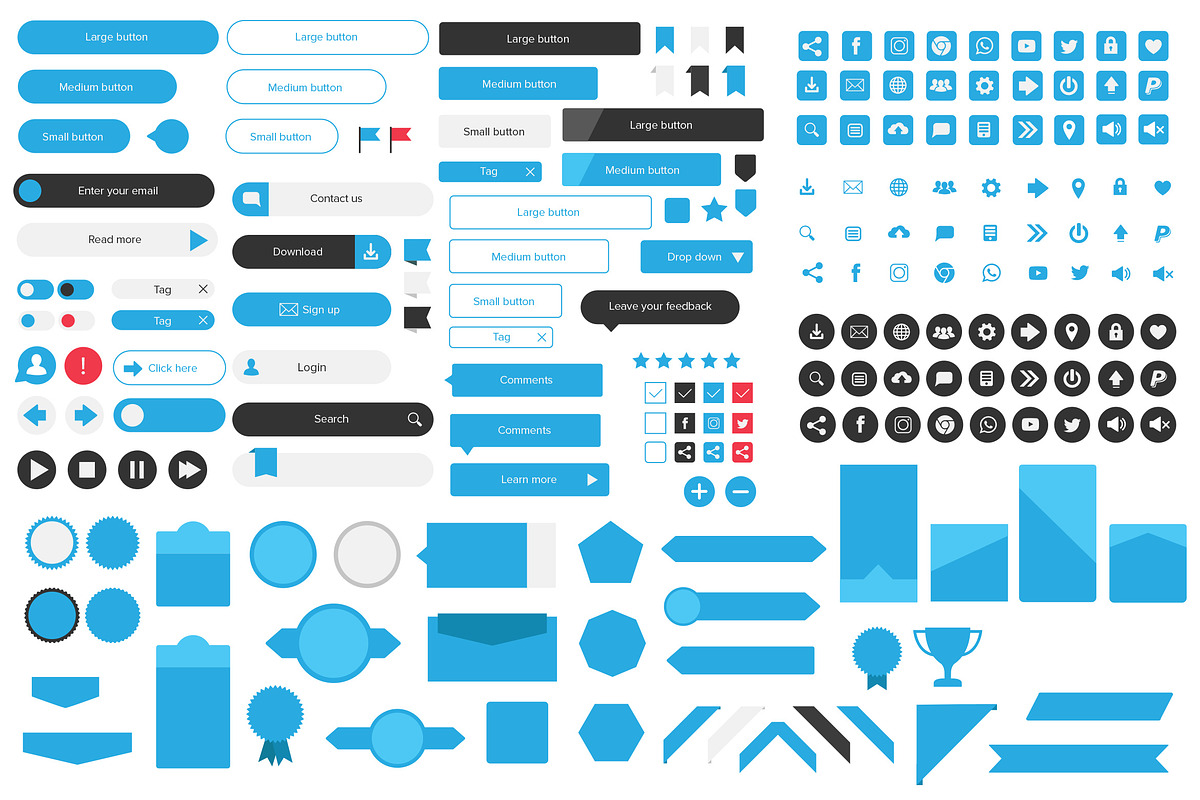 Buttons & Icons Clean Web UI Kit in Web Elements - product preview 8