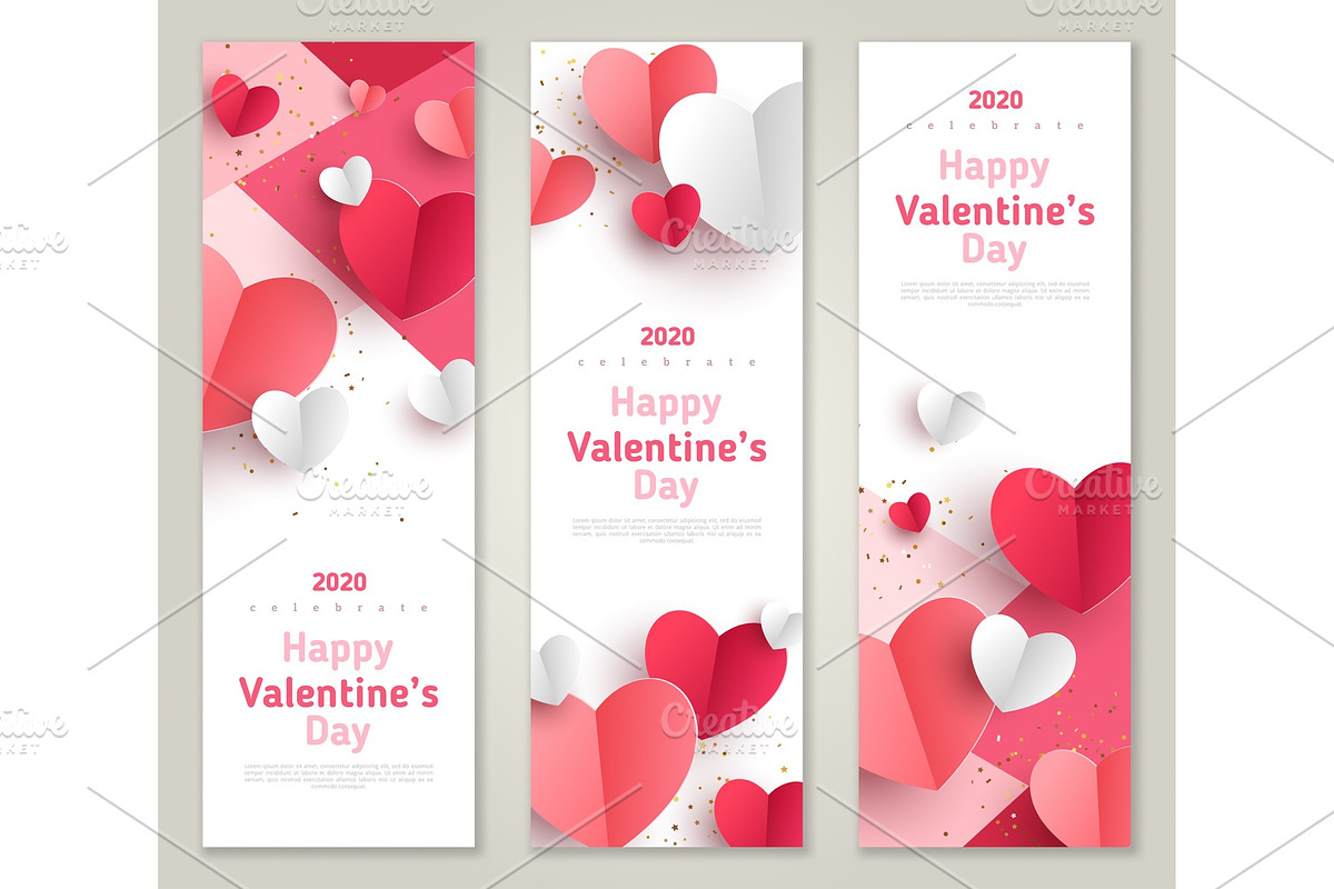 Valentines day vertical banners in Textures - product preview 8
