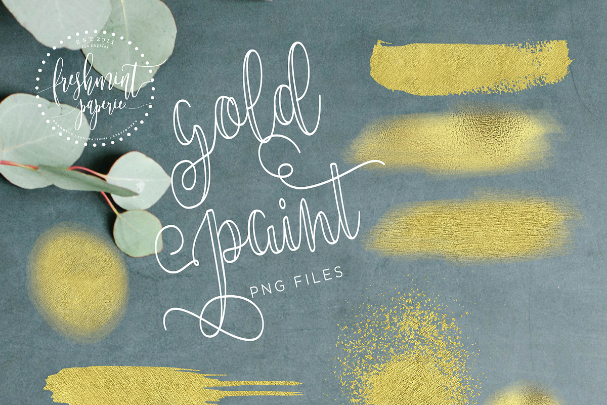 gold paint elements - brush strokes in Graphics - product preview 8