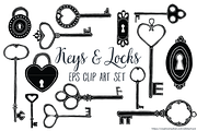 Keys and Locks Clip Art Vector EPS