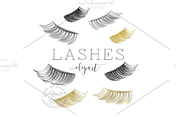 watercolor lashes clipart