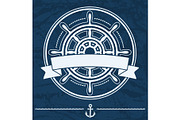 Vector ship steering wheel emblem