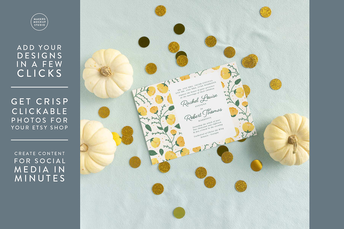 Fall Wedding Invitation Mockup in Product Mockups - product preview 8
