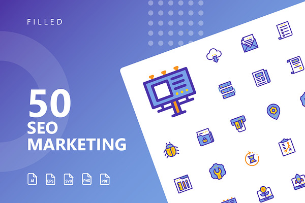 SEO Marketing Filled Icons